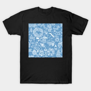 Christmas Pattern in blue and white T-Shirt